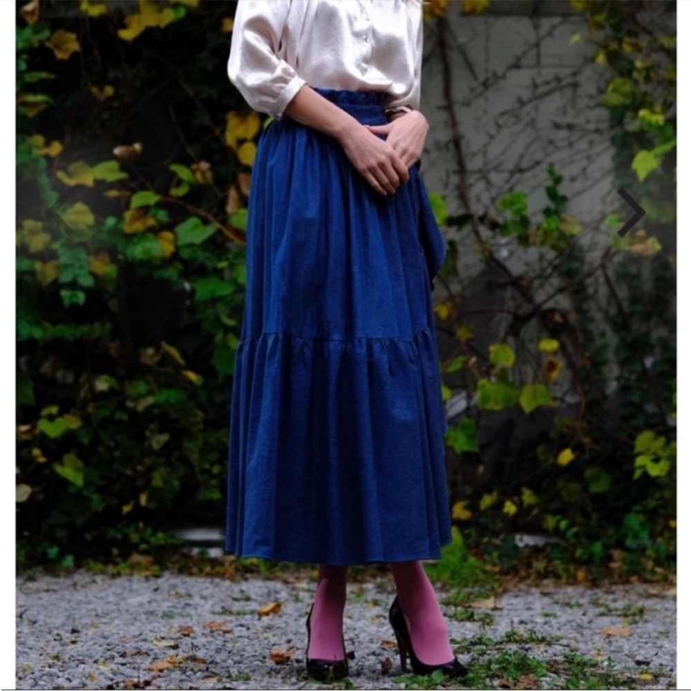 Horses Atelier Ruffle Skirt in Denim